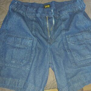 Lee Mens Blue Dark Wash Denim Jean Shorts Size 34